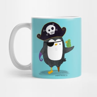 Pirate Penguin with a Parrot Mug